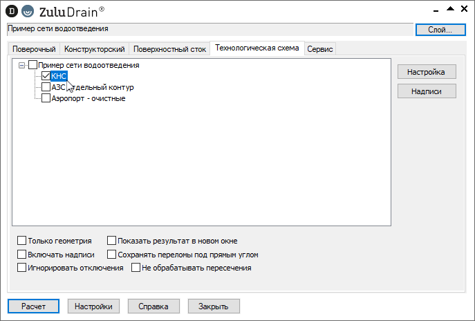 Выбор сети для построения технологической схемы