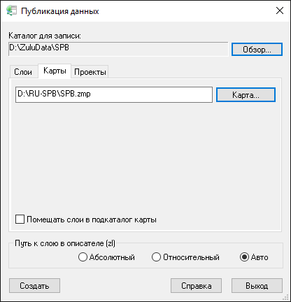Публикация карты