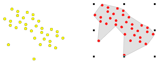 Построение вогнутой оболочки для символьных объектов, минимальная длина ребра 50 метров
