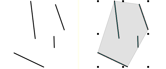Построение вогнутой оболочки для площадных объектов, минимальная длина ребра 50 метров