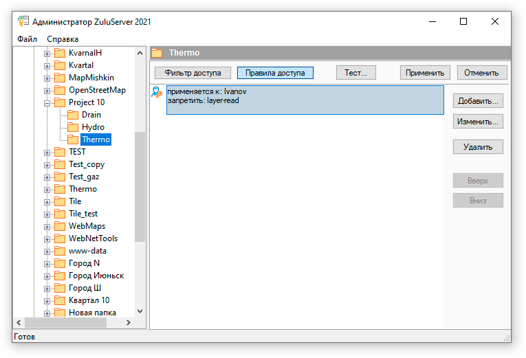 Правила доступа